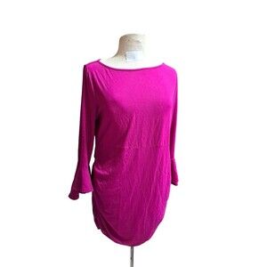 Kimi and Kai Top Womens Large Maternity Body-Con Tunic Short Dress Fuschia Pink